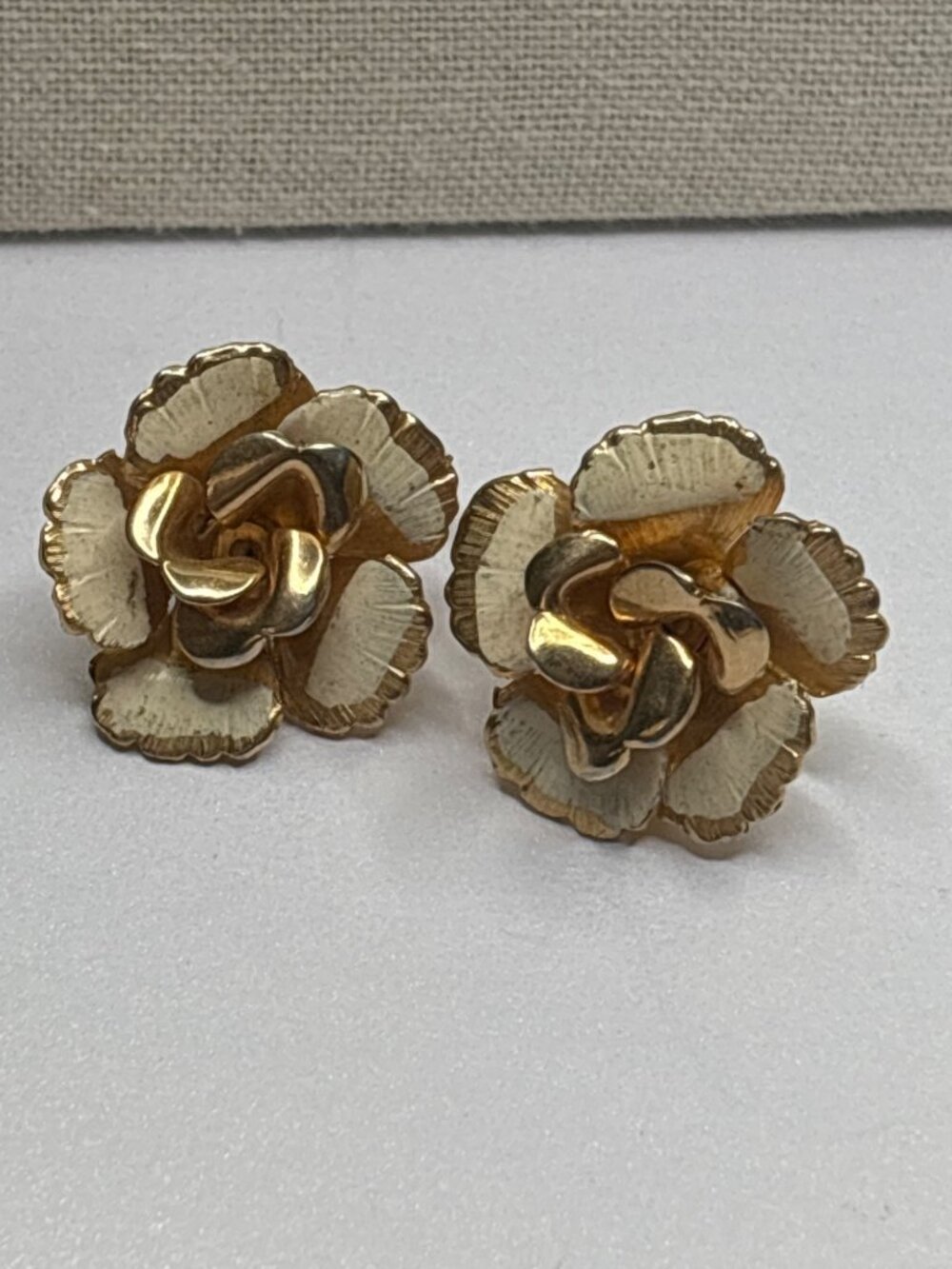 Vintage Rose Clip-On Giovanni Earrings | MCM, Goldtone, Signed